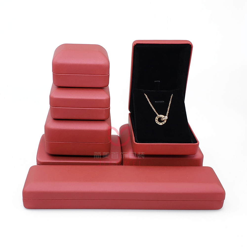Red PU leather jewelry boxes LED lamp packaging boxes wholesale