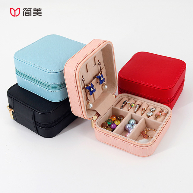 Multifunctional jewelry box ring necklace earring box pu design custom wholesale