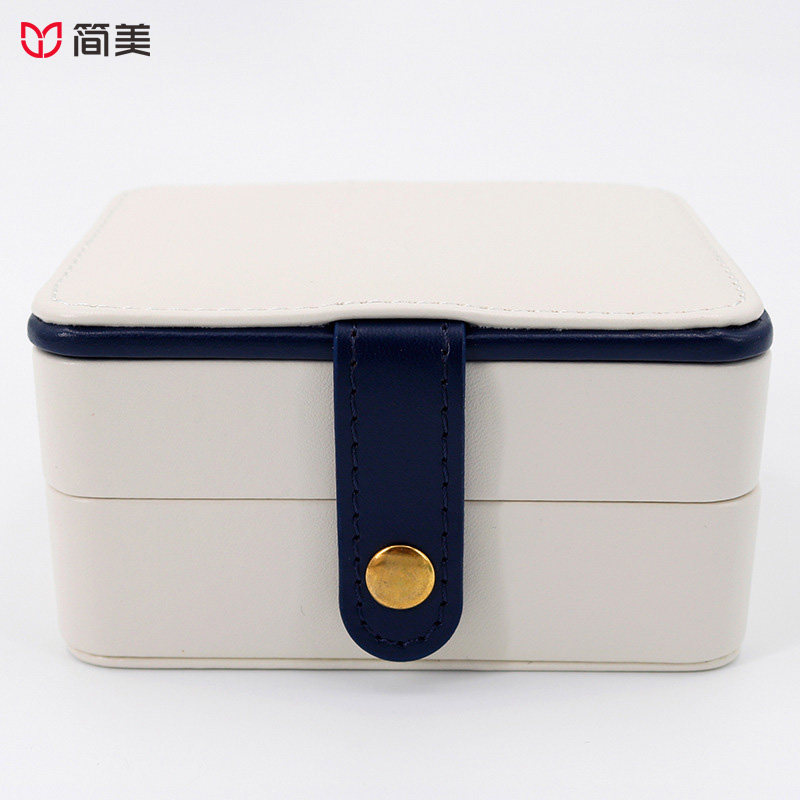 pu multifunctional jewelry box ring necklace earrings box with mirror wholesale