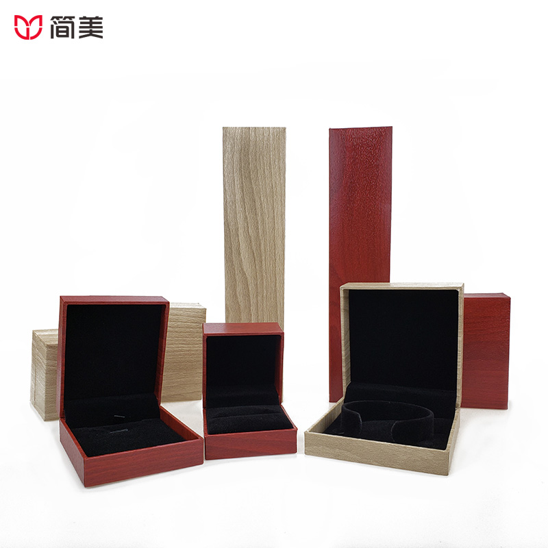 Wood grain paper jewelry boxes wood grain pendant bracelet box custom wholesale