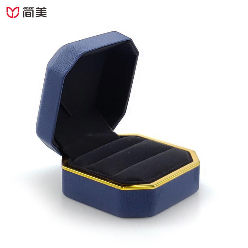 PU Jewelry Boxes Octagonal Ring Box with LED, factory direct sale